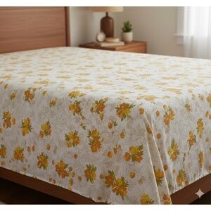 Fieldcrest NOS Double Fitted Flat Sheet VTG‎ Floral Perfect Percale Forest Fern
